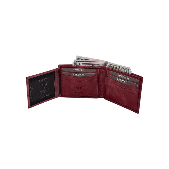 Zoozie Bags Cartera de Piel para Hombre Rojo Clarete